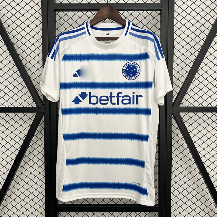 25/26 Cruzeiro Away White Blue Jersey Version Short Sleeve-695610