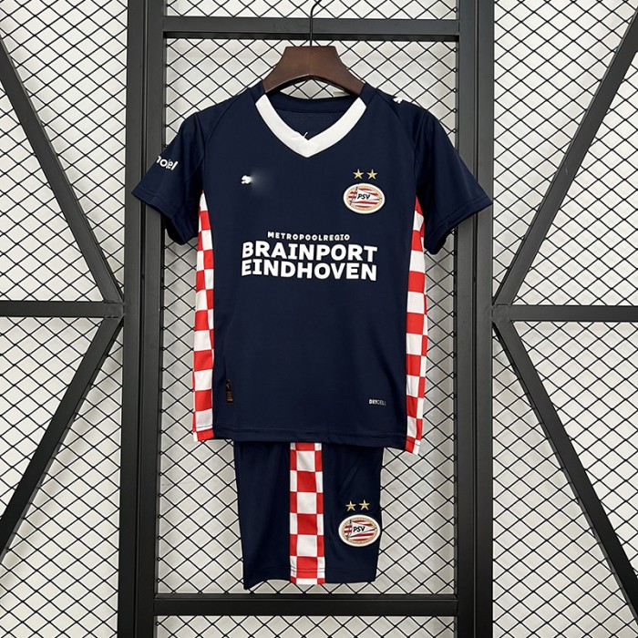 25/26 Kids PSV Eindhoven Away Nvay Blue Kids Jersey Kit Short Sleeve (Shirt + Short)-6250240