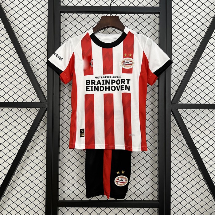 25/26 Kids PSV Eindhoven Home White Red Kids Jersey Kit Short Sleeve (Shirt + Short)-2705807