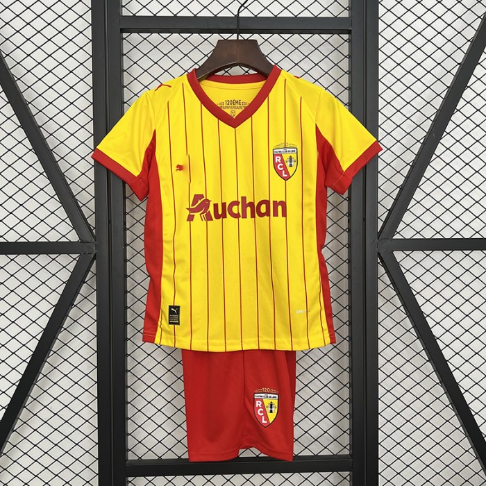 25/26 Kids Lens Home Yellow Red Kids Jersey Kit Short Sleeve (Shirt + Short)-1702924