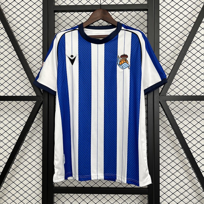 25/26 Real Sociedad Home Blue White Jersey Version Short Sleeve-4731949