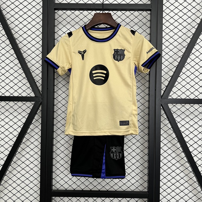 25/26 Kids Barcelona Away Khkai Kids Jersey Kit Short Sleeve (Shirt + Short)-9151434