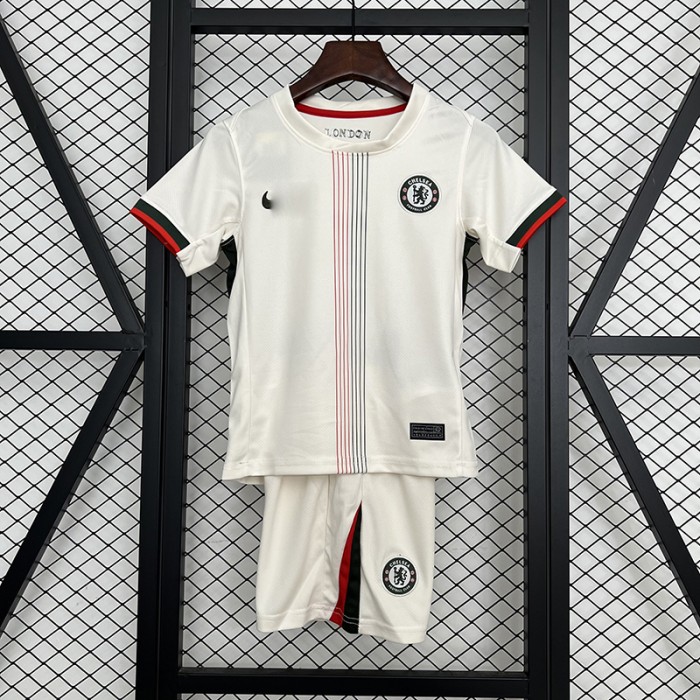 25/26 Kids Chelsea Away White Kids Jersey Kit Short Sleeve (Shirt + Short)-941625