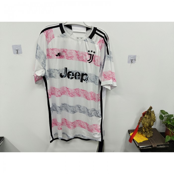 STOCK CLEARANCE [SIZE XXL] 23/24 Juventus Away White Pink Jersey Version Short Sleeve-1231918
