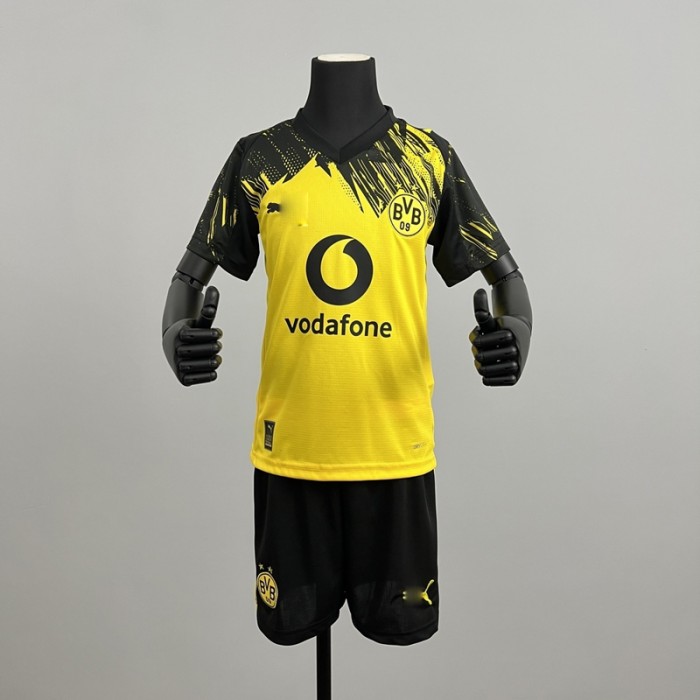 25/26 Kids Borussia Dortmund Home Yellow Black Kids Jersey Kit Short Sleeve (Shirt + Short)-733240