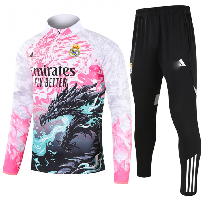 25/26 Real Madrid White Pink Edition Classic Jacket Training Suit (Top+Pant)-3480274