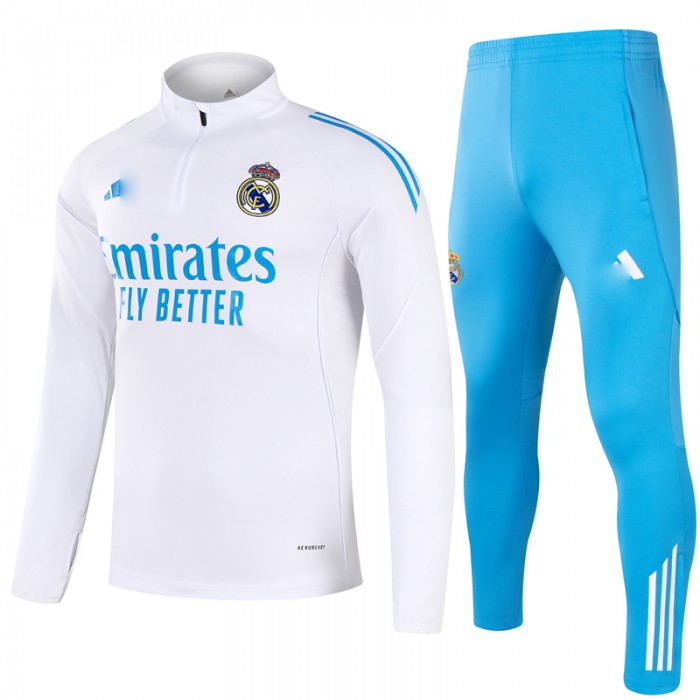 25/26 Real Madrid White Blue Edition Classic Jacket Training Suit (Top+Pant)-1450694