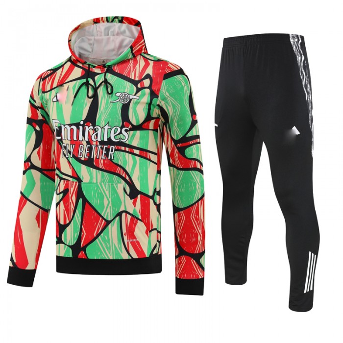 25/26 Arsenal Green Red Hooded Edition Classic Jacket Training Suit (Top+Pant)-6716484