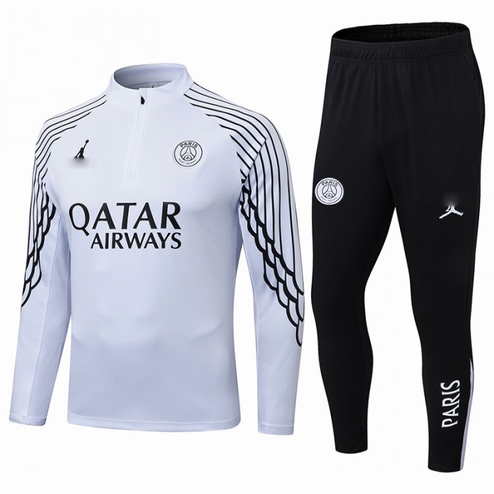 25/26 Paris Saint-Germain PSG White Black Edition Classic Jacket Training Suit (Top+Pant)-7343524