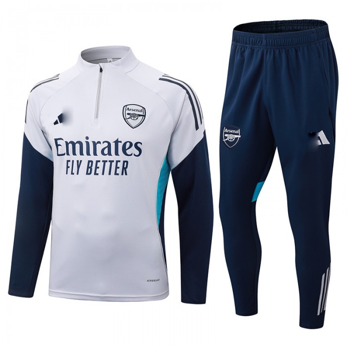 25/26 Arsenal White Navy Blue Edition Classic Jacket Training Suit (Top+Pant)-4243499