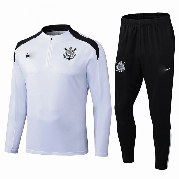 25/26 Corinthians White Edition Classic Jacket Training Suit (Top+Pant)-9812120