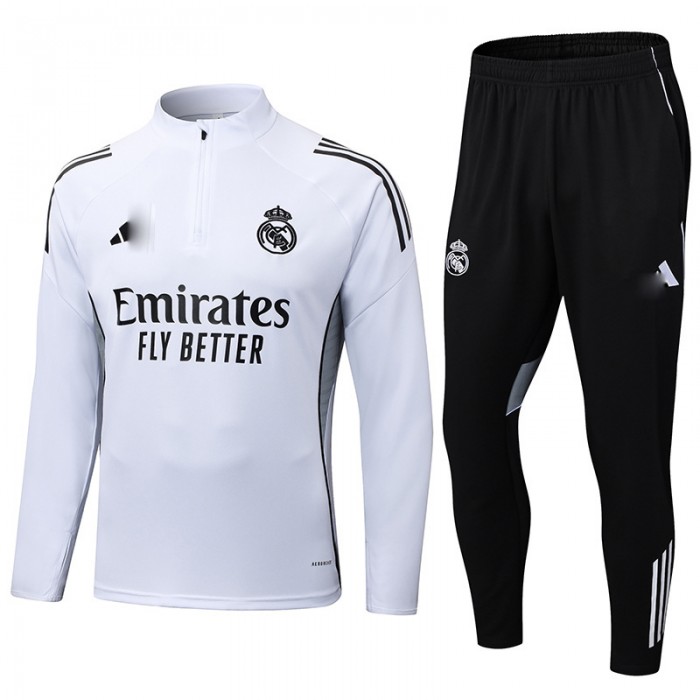 25/26 Real Madrid White Edition Classic Jacket Training Suit (Top+Pant)-9231543