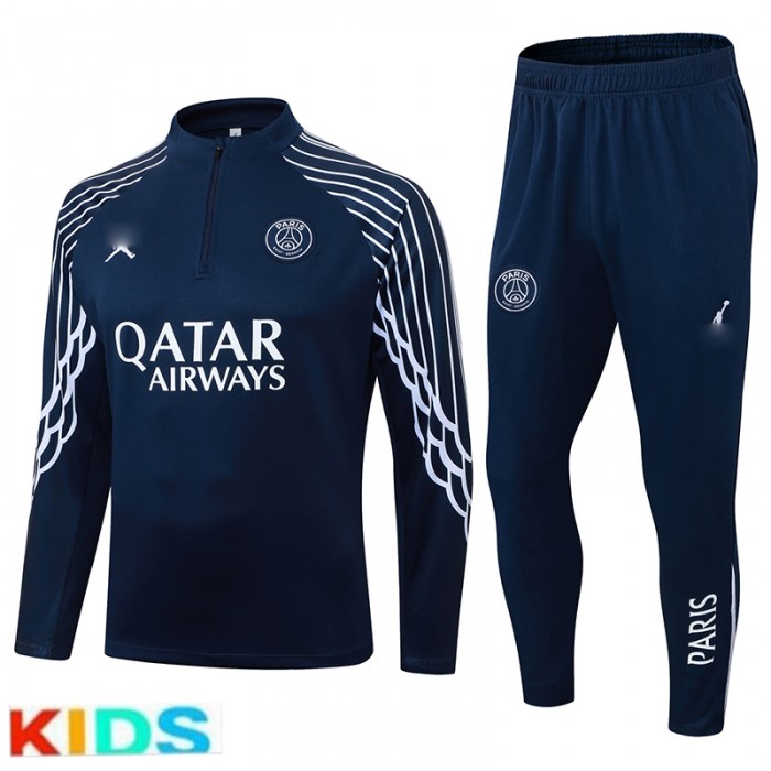 25/26 Kids Paris Saint-Germain PSG Nvay Blue Kids Edition Classic Jacket Training Suit (Top+Pant)-9700243