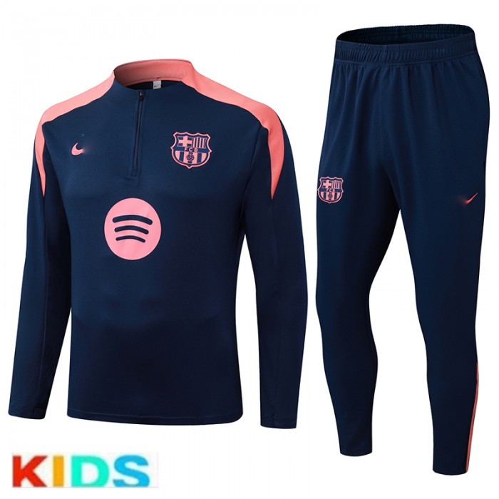 25/26 Kids Barcelona Navy Blue Kids Edition Classic Jacket Training Suit (Top+Pant)-5251065