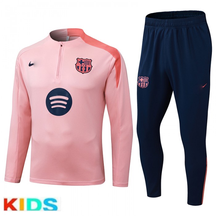 25/26 Kids Barcelona Pink Kids Edition Classic Jacket Training Suit (Top+Pant)-7965375