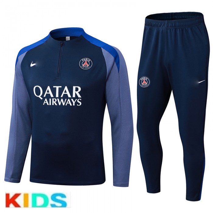 25/26 Kids Paris Saint-Germain PSG Nvay Blue Kids Edition Classic Jacket Training Suit (Top+Pant)-5743354