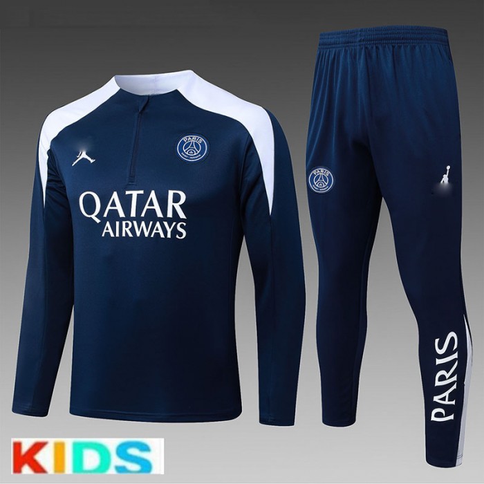 25/26 Kids Paris Saint-Germain PSG Nvay Blue Kids Edition Classic Jacket Training Suit (Top+Pant)-8581727