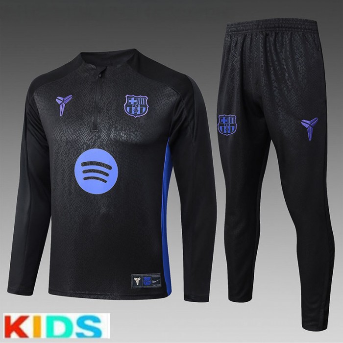 25/26 Kids Barcelona Black Kids Edition Classic Jacket Training Suit (Top+Pant)-538491