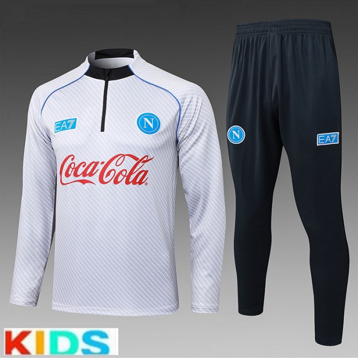 25/26 Kids Napoli White Kids Edition Classic Jacket Training Suit (Top+Pant)-833061