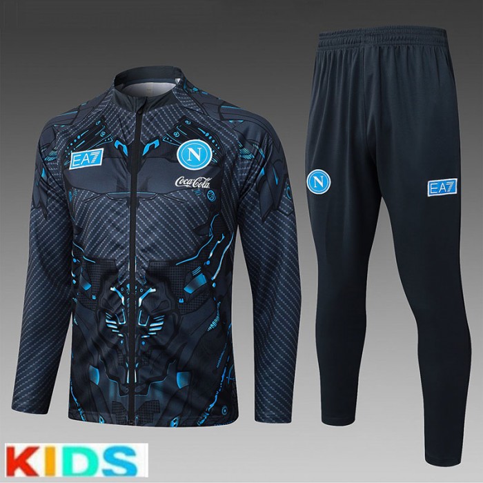 25/26 Kids Napoli Black Gray Kids Edition Classic Jacket Training Suit (Top+Pant)-2292331