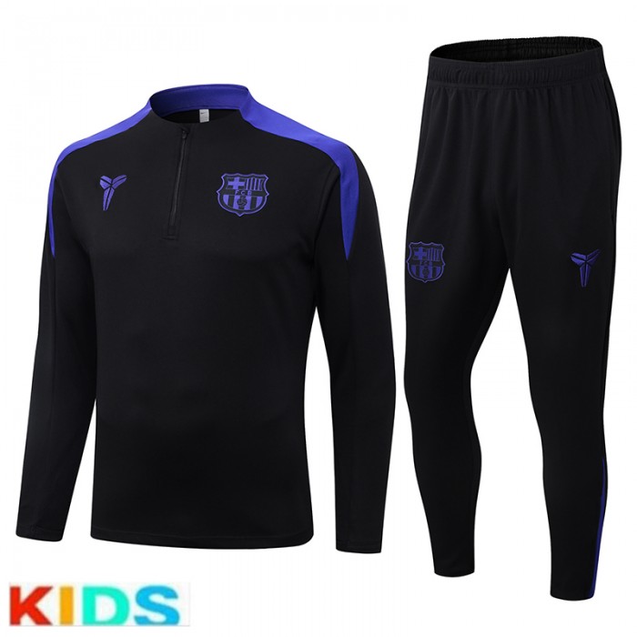 25/26 Kids Barcelona Black Kids Edition Classic Jacket Training Suit (Top+Pant)-5848687