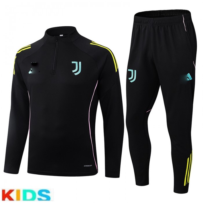 25/26 Kids Juventus Black Kids Edition Classic Jacket Training Suit (Top+Pant)-8341112