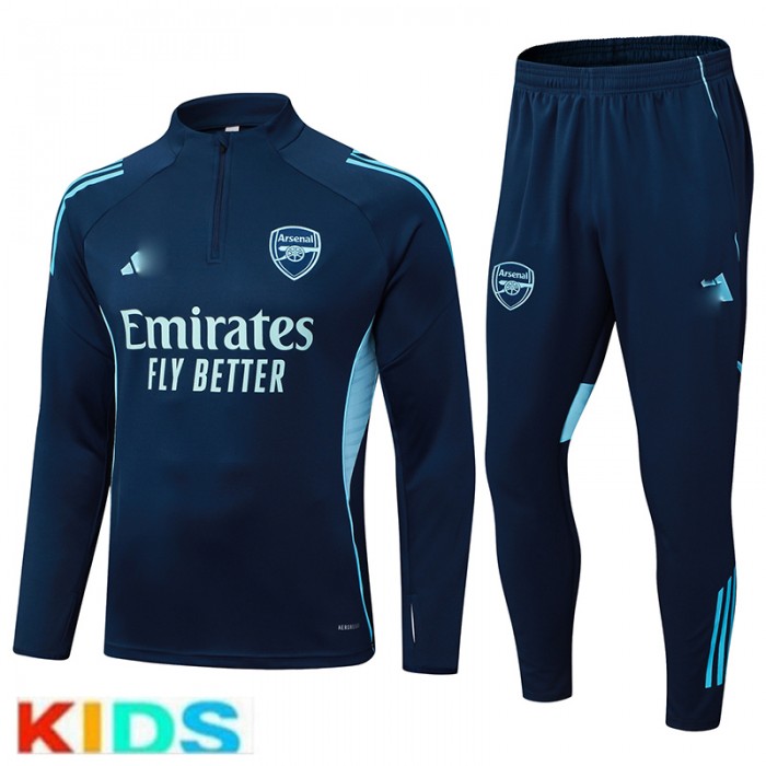 25/26 Kids Arsenal Navy Blue Kids Edition Classic Jacket Training Suit (Top+Pant)-9701362
