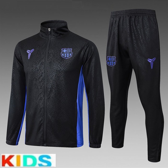 25/26 Kids Barcelona Black Kids Edition Classic Jacket Training Suit (Top+Pant)-7183644