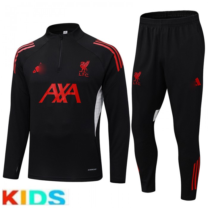 25/26 Kids Liverpool Black Kids Edition Classic Jacket Training Suit (Top+Pant)-4893403