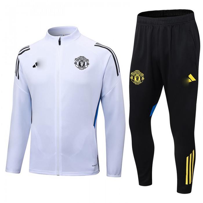 25/26 Manchester United M-U White Edition Classic Jacket Training Suit (Top+Pant)-5924224