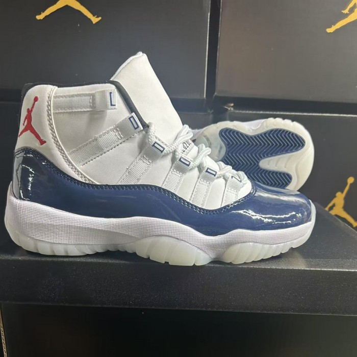 Air Jordan 11 AJ11 High Running Shoes-White/Blue-3626545
