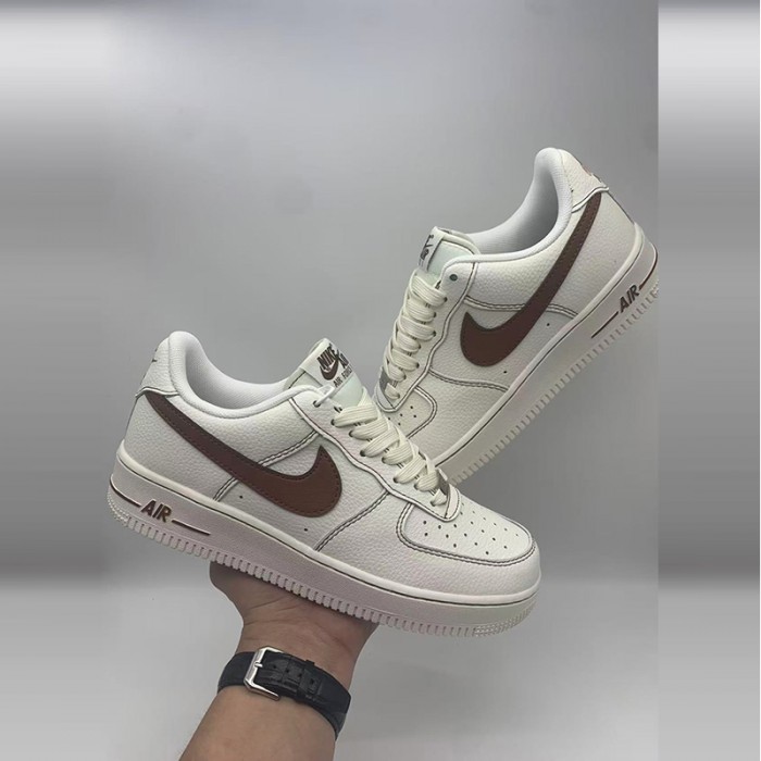 AIR FORCE 1‘07 AF1 Running Shoes-White/Brown-3730906