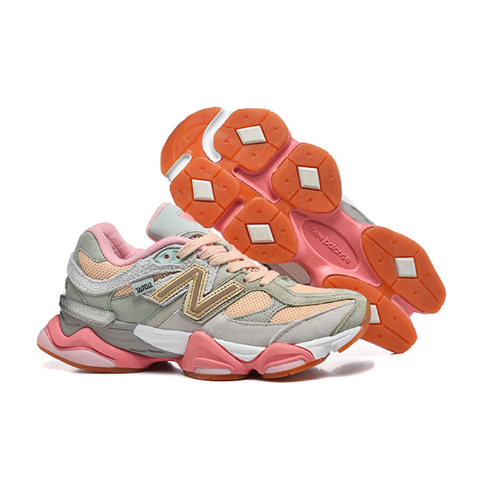 New Balance 9060 Women Running Shoes-Gray/Pink-7956465