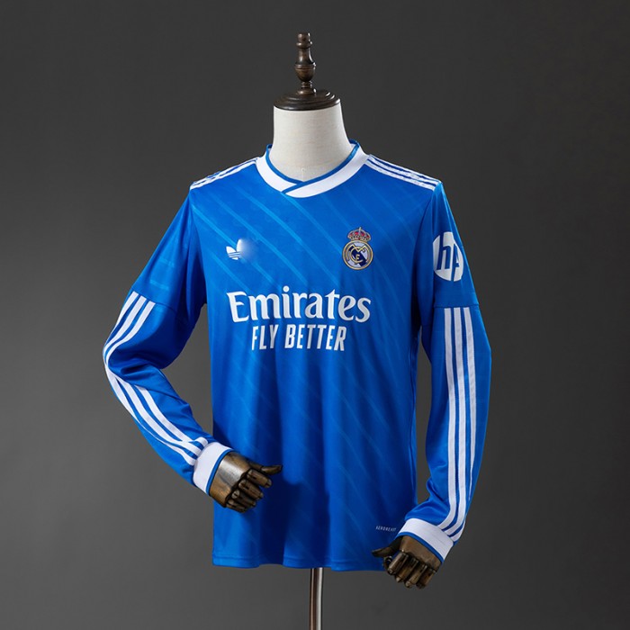 25/26 Real Madrid Third Away Blue Jersey Version Long Sleeve-8358536