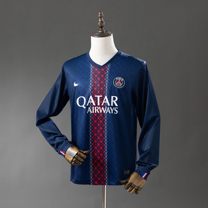 25/26 Paris Saint-Germain PSG Home Navy Blue Red Jersey Version Long Sleeve-5817791