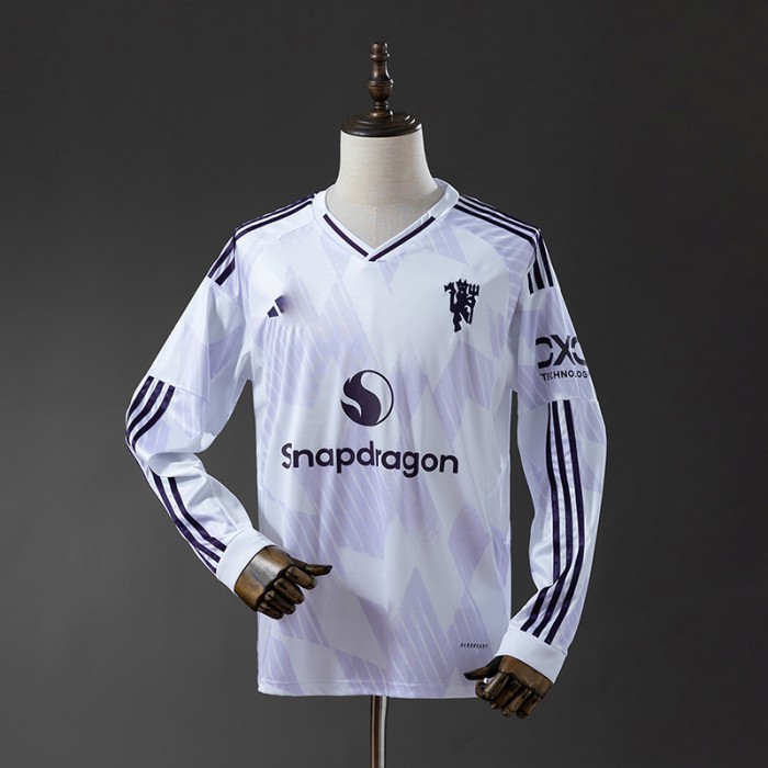 25/26 Manchester United M-U Away White Purple Jersey Version Long Sleeve-3812568