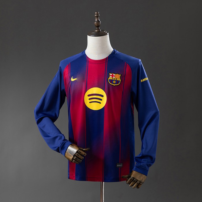 25/26 Barcelona Home Navy Blue Red Jersey Version Long Sleeve-4105566