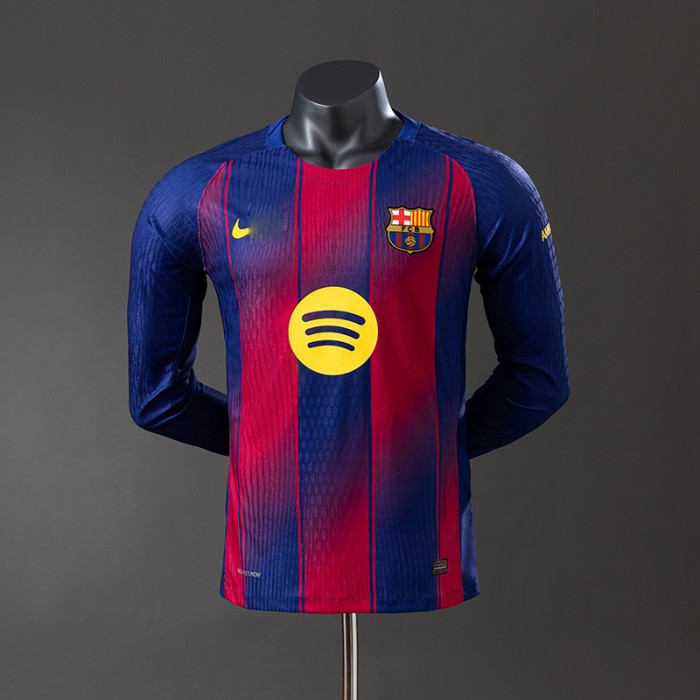 25/26 Barcelona Home Navy Blue Red Jersey Version Long Sleeve (Player Version)-7758710
