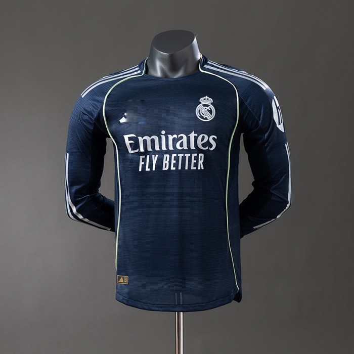 25/26 Real Madrid Away Navy Blue Jersey Version Long Sleeve (Player Version)-5504505