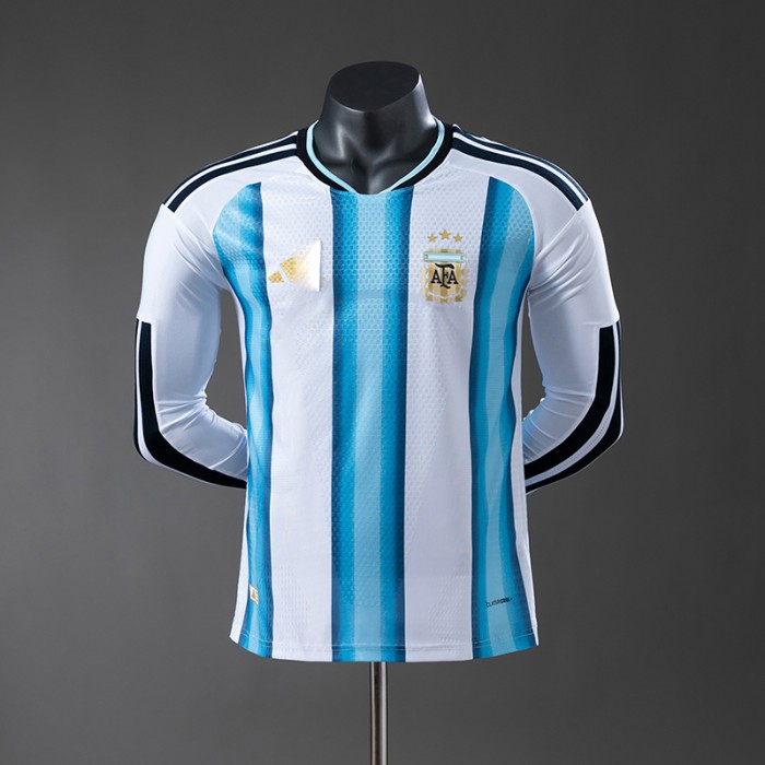 2026 World Cup Argentina Home White Blue Jersey Version Long Sleeve (Player Version)-9766812