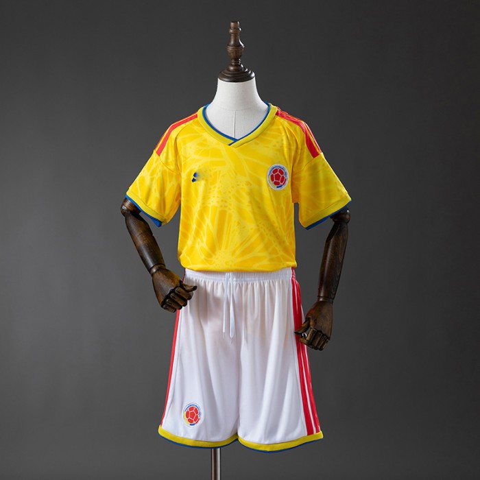 2026 World Cup Colombia Home Yellow Kids Jersey Version Short Sleeve (Shirt + Short)-8178772