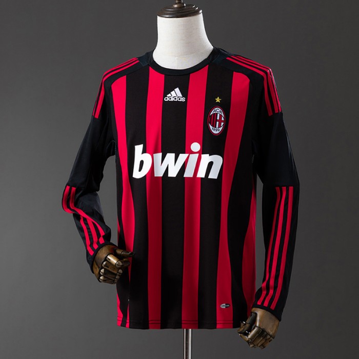 Retro 08/09 AC Milan Home Red Black Jersey Version Long Sleeve-6682612