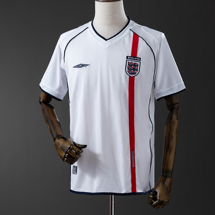 Retro 2002 England Home White Jersey Version Short Sleeve-7503199