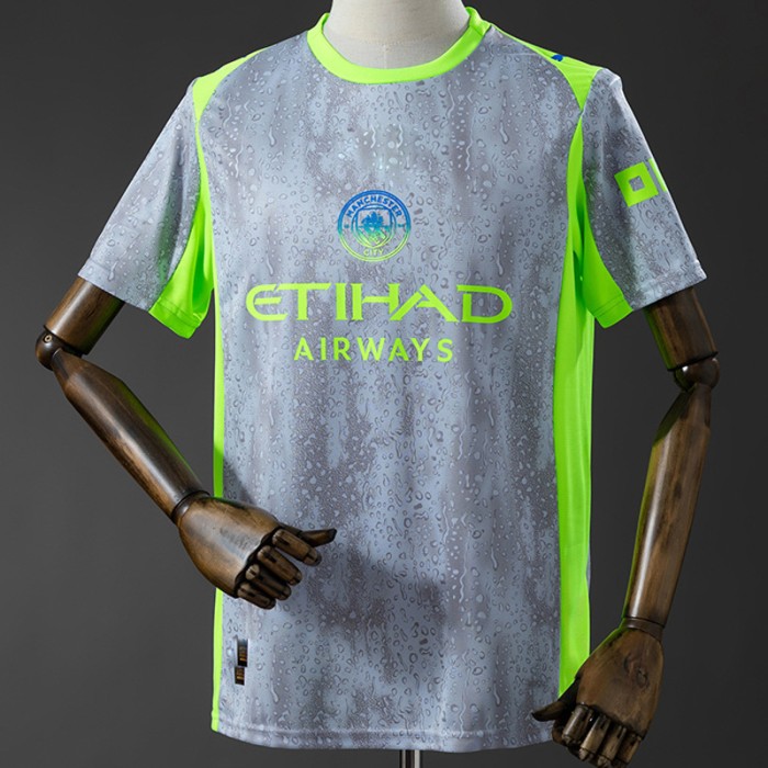 25/26 Manchester City Third Away Gray Green Jersey Version Short Sleeve-839388