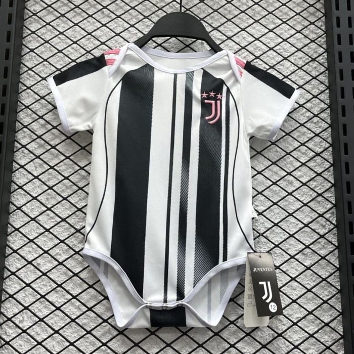 25/26 Baby Juventus Home White Black Baby Jersey Version Short Sleeve-3168848